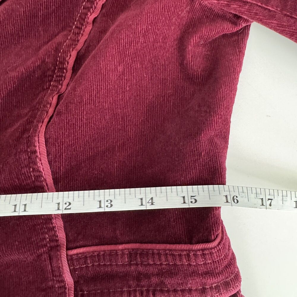 White House Black Market Corduroy Blazer Women 6 Burgundy Peplum Military Y2K - Picture 12 of 13